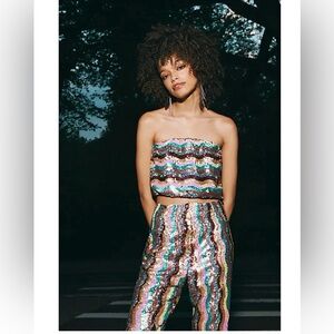 Free People Multicolor Sequin tube  Top roller rink small